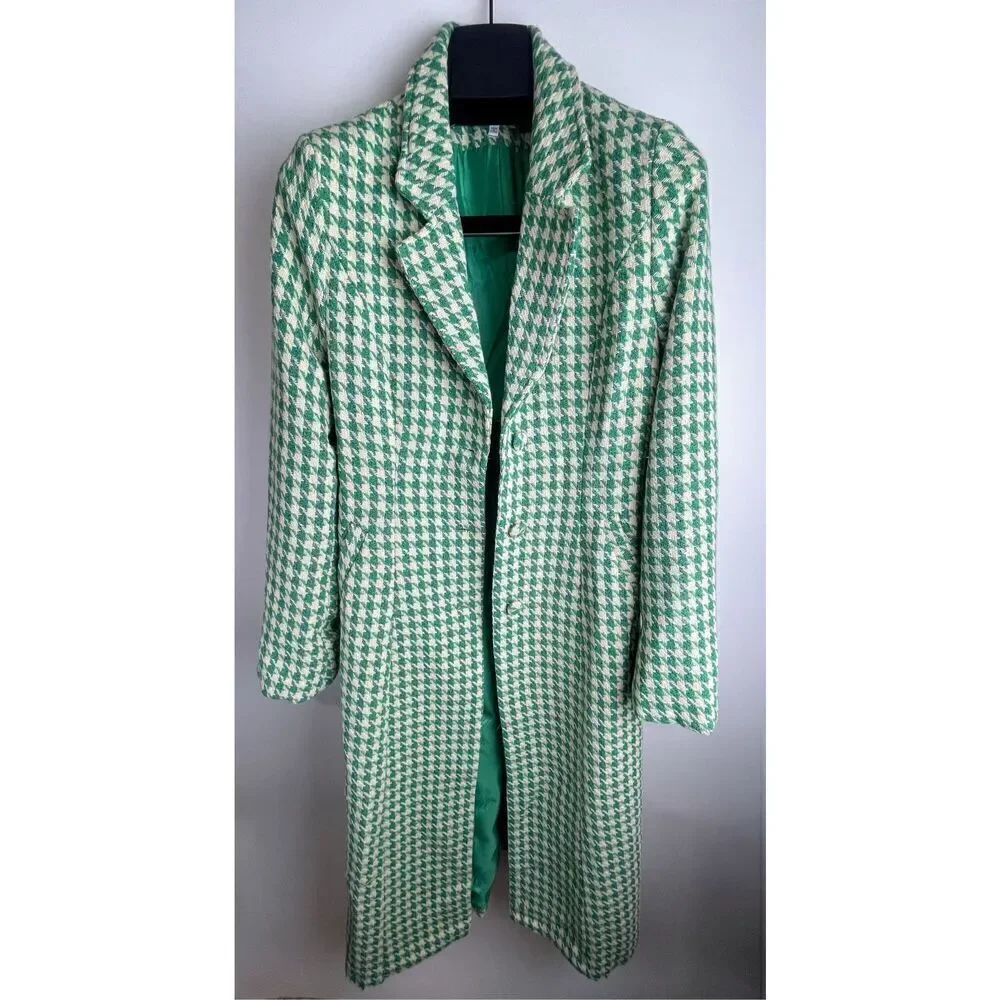 Green Houndstooth Jacket Coat